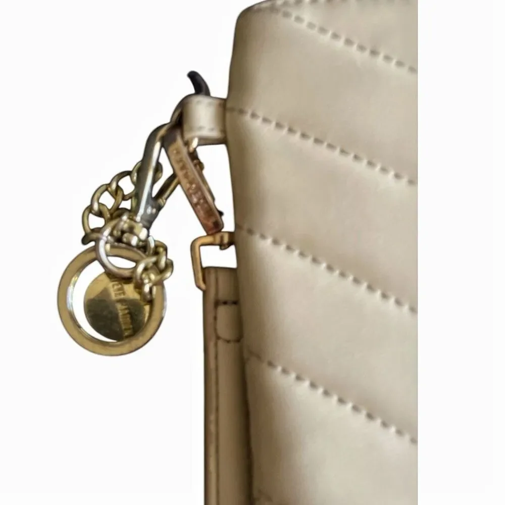 Steve Madden Cream Quilted Chevron Wristlet Bag